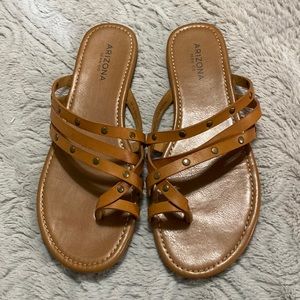 Arizon brown studded strappy sandals, size 9, like new condition, gently worn